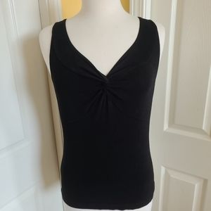 CHICO'S TRAVELER'S BLACK RUCHED CAMI TOP, SIZE S